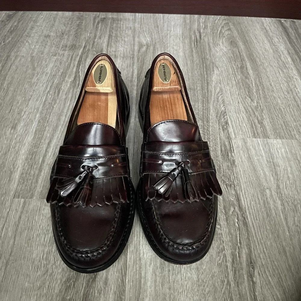 Bass Men's Size 10 M Loafer Maroon Leather Dress‎ Shoes